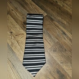 Black and Gray Striped Men's Tie